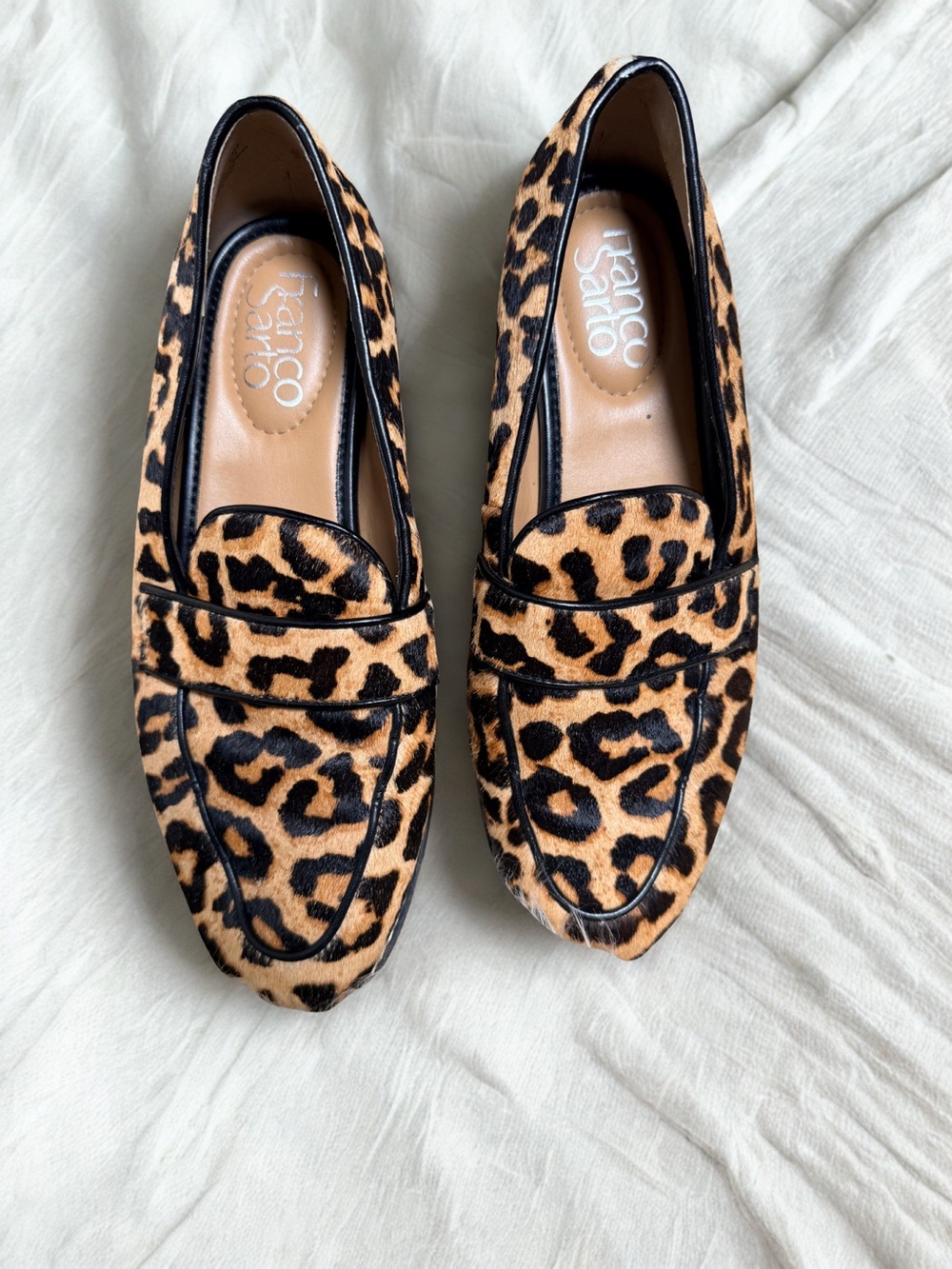 Franco Sarto Leopard-Print Penny Loafers - Tan & Black Size 6